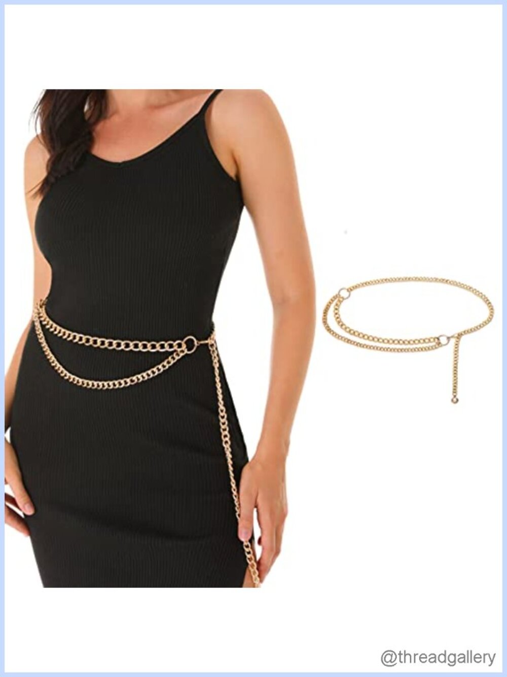 Gold Waist Chain Belt Women Metal Link Dangling Body Jewelry for Dresses